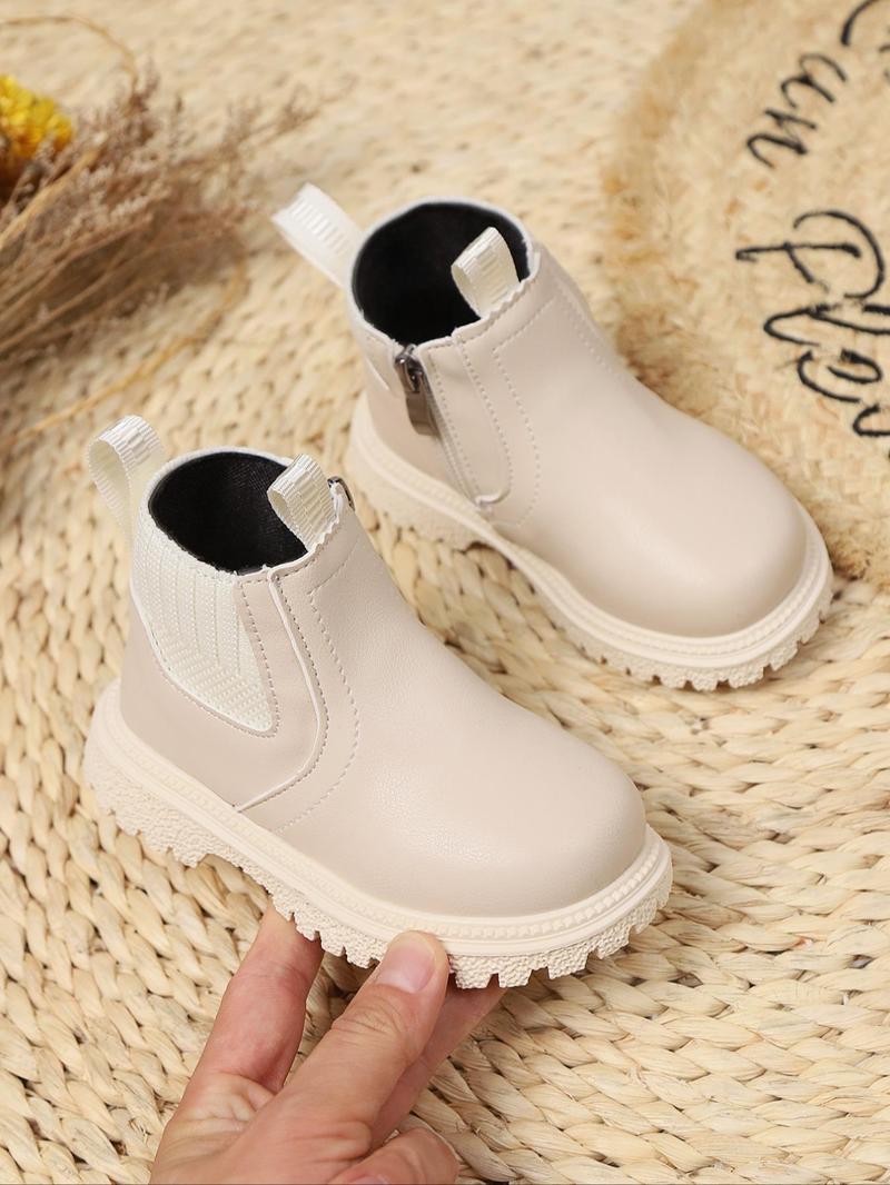 Product Introduction of Fashionable Solid Color Zipper Design Boots, Casual Comfortable Boots for Daily Wear, Trendy All-match Boots for Girls 2
