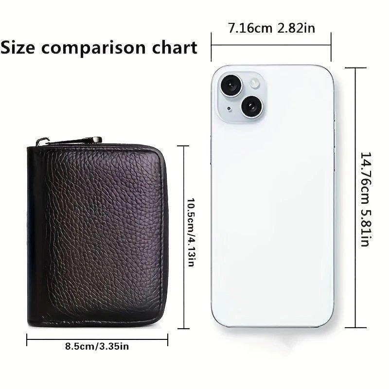 RFID Blocking PU Leather Wallet, 1 Piece Large Capacity Multi-card Slot Zipper Closure Card Organizer, Portable Card Storage Wallet for Home Office 5