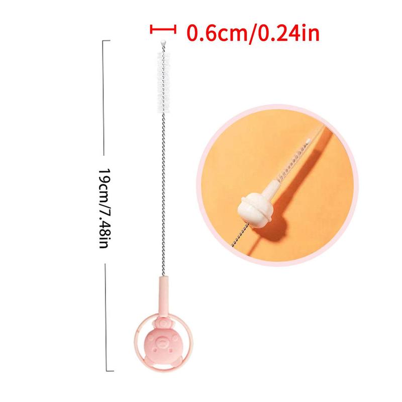 Product Introduction of Children Cartoon Straw Brush Baby Bottle Gravity Ball Straw Brush Nipple Cleaning Brush 8