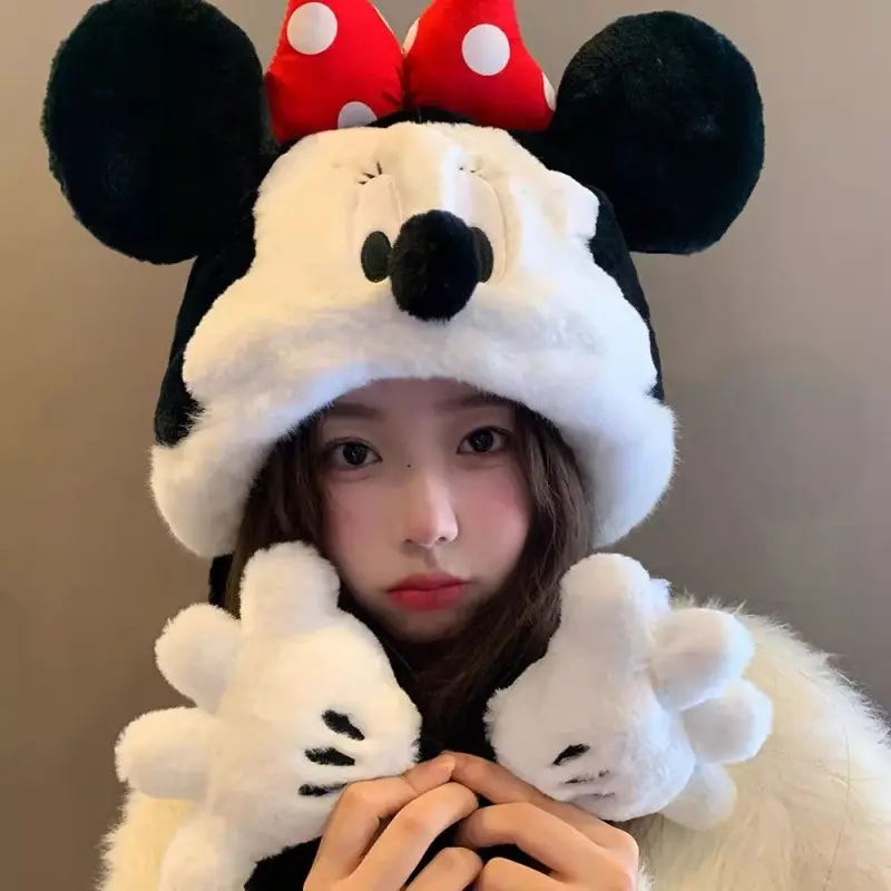 Mickey Plush Bonnet Children's Autumn and Winter Cartoon Cute Warm-Keeping and Cold-Proof Ear Protection Lei Feng Hat Tide