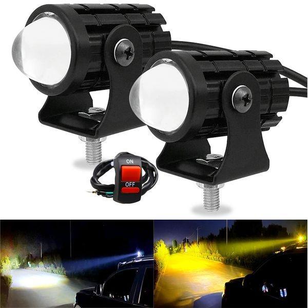 [Loại 12V-85V] Đèn xe đạp mini, đèn pha LED, 2 chế độ màu Trắng Vàng Đèn pha xe máy Phụ kiện đèn pha ô tô xe điện - Phụ Tùng