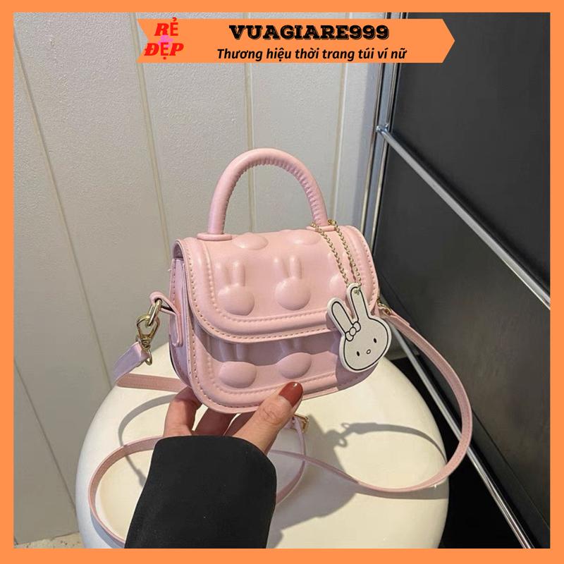 Túi xách mini nữ cầm tay đeo chéo kèm tag thỏ cute dễ thương thời trang cho mẹ và bé DC336