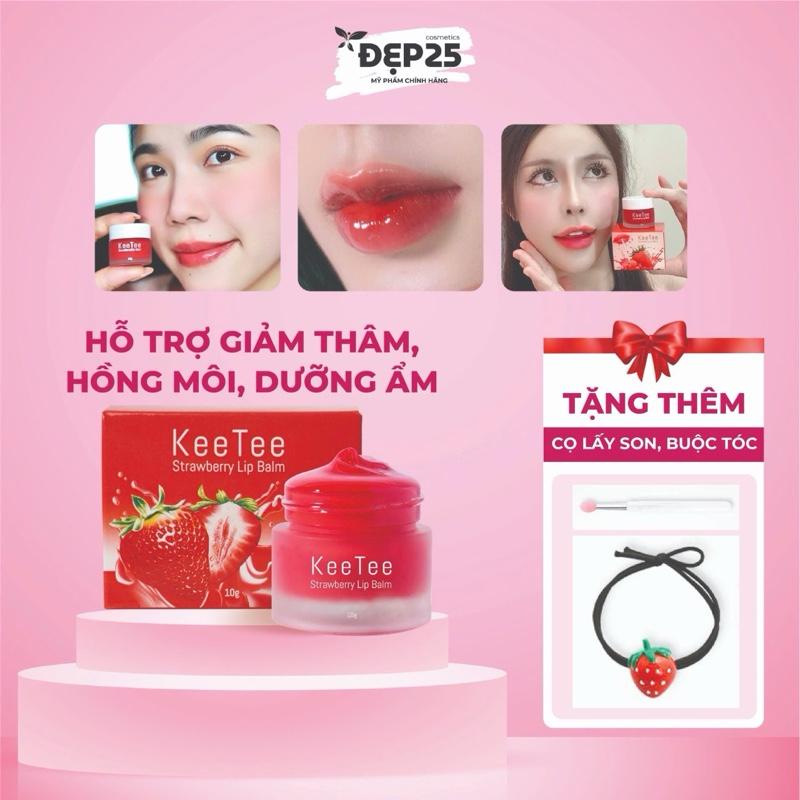Ủ môi Collagen Dâu Tây KeeTee giúp làm mềm môi hồng môi và kích màu môi trọng lượng 10g Làm Đẹp Da Skincare Cosmetic ủ môi kem _ ủmôi Son Nữ Women