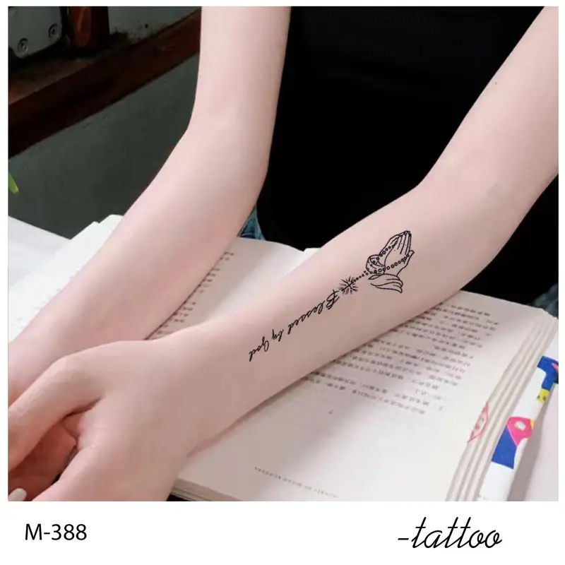 （OUT） ZOAR-BY08 Stiker Tato Temporary Semi Permanen 【Kombinasi kalimat bahasa inggris】Tahan lama Tattoo menempel dekorasi seni untuk pria dan wanita 7