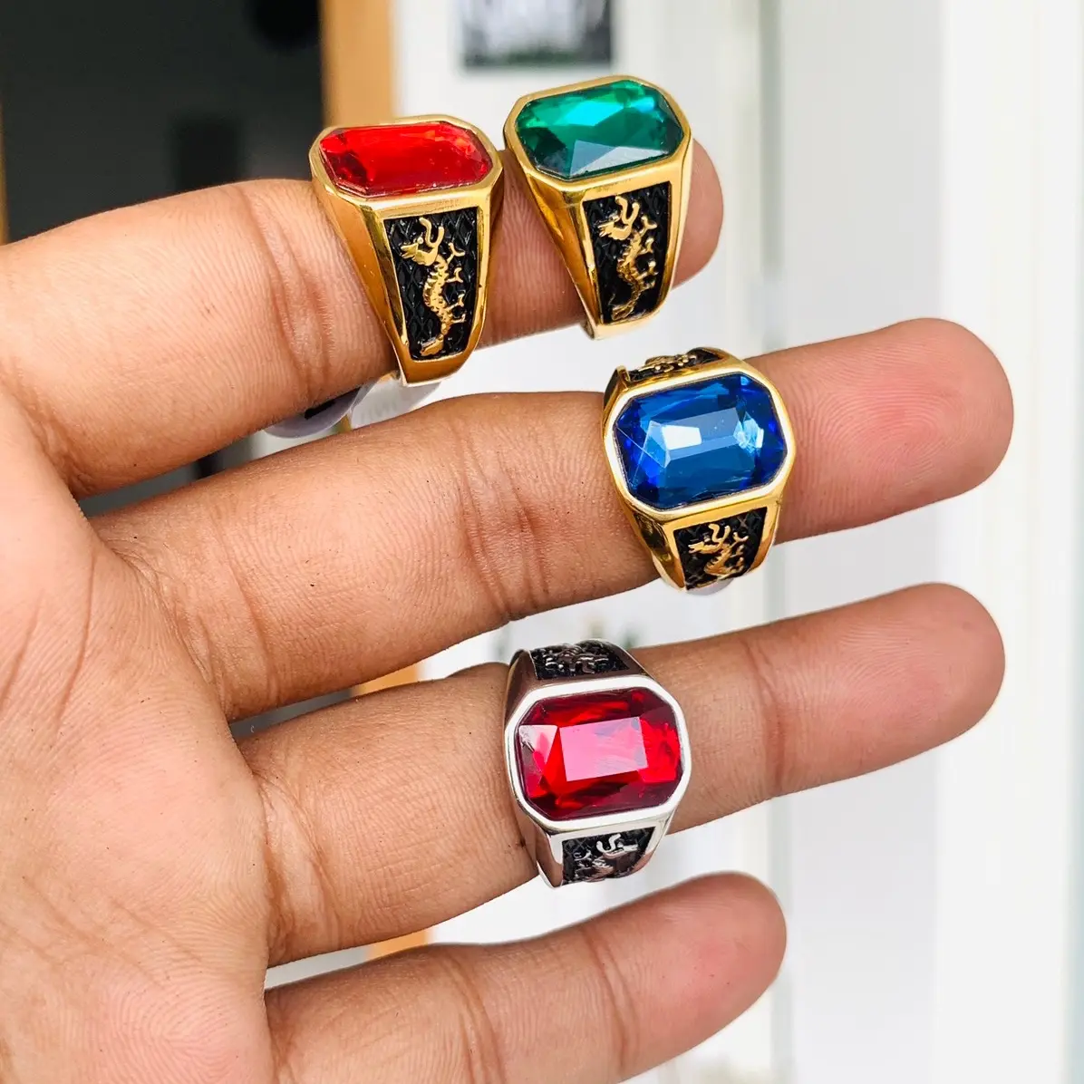 Cincin Naga Gold Silver Batu Titanium