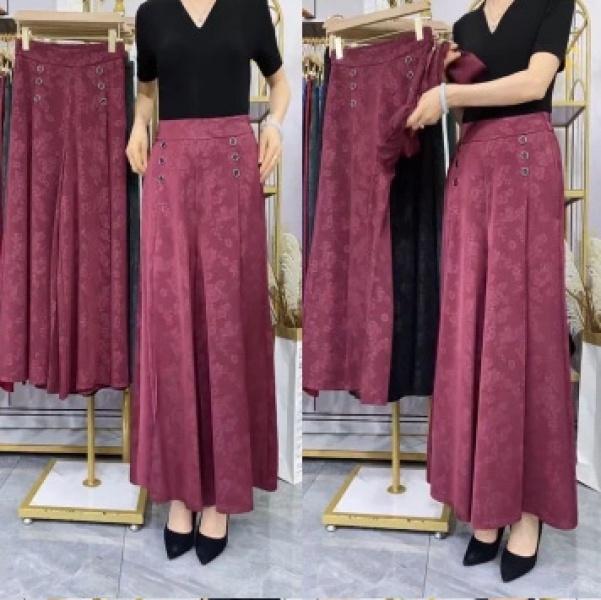 Product Introduction of Quần Culottes Vải Jacquard, Ngoại Cỡ, Quần Ống Rộng Cropped Cho Mẹ, Quần Nữ Mùa Hè Mới, Váy Quần Mỏng, Quần Xếp Ly, Phong Cách Thường Ngày 1