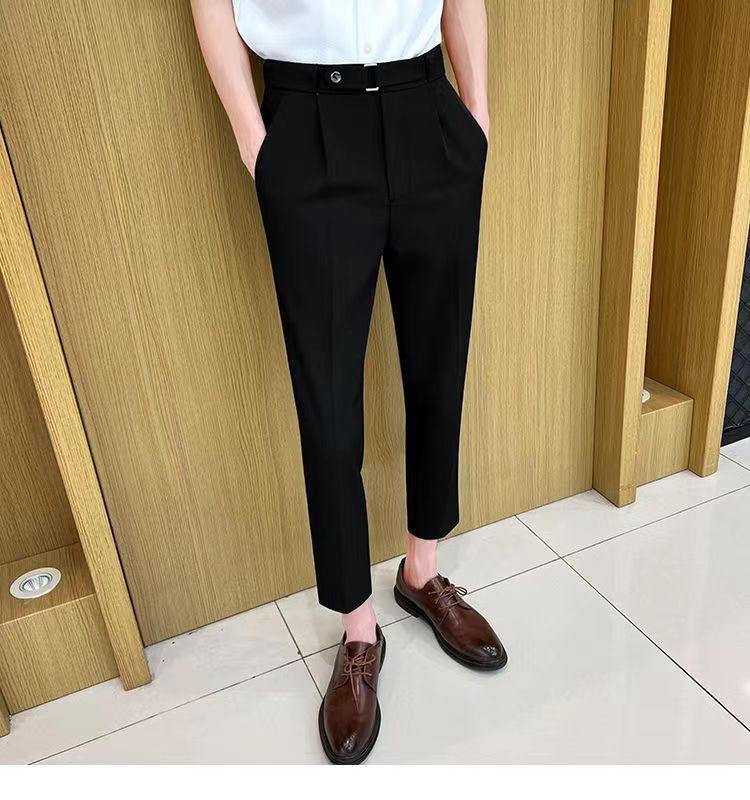 Product Introduction of Quần Âu Nam, Trang Trí Thắt Lưng, Họa Tiết Thiết Kế Mỏng Ôm Vừa Vặn, Thích Hợp Cho Mùa Xuân Và Mùa Hè, Trang Phục Công Sở Trang Trọng, Kiểu Thẳng thụng Quần Thường Ngày 9