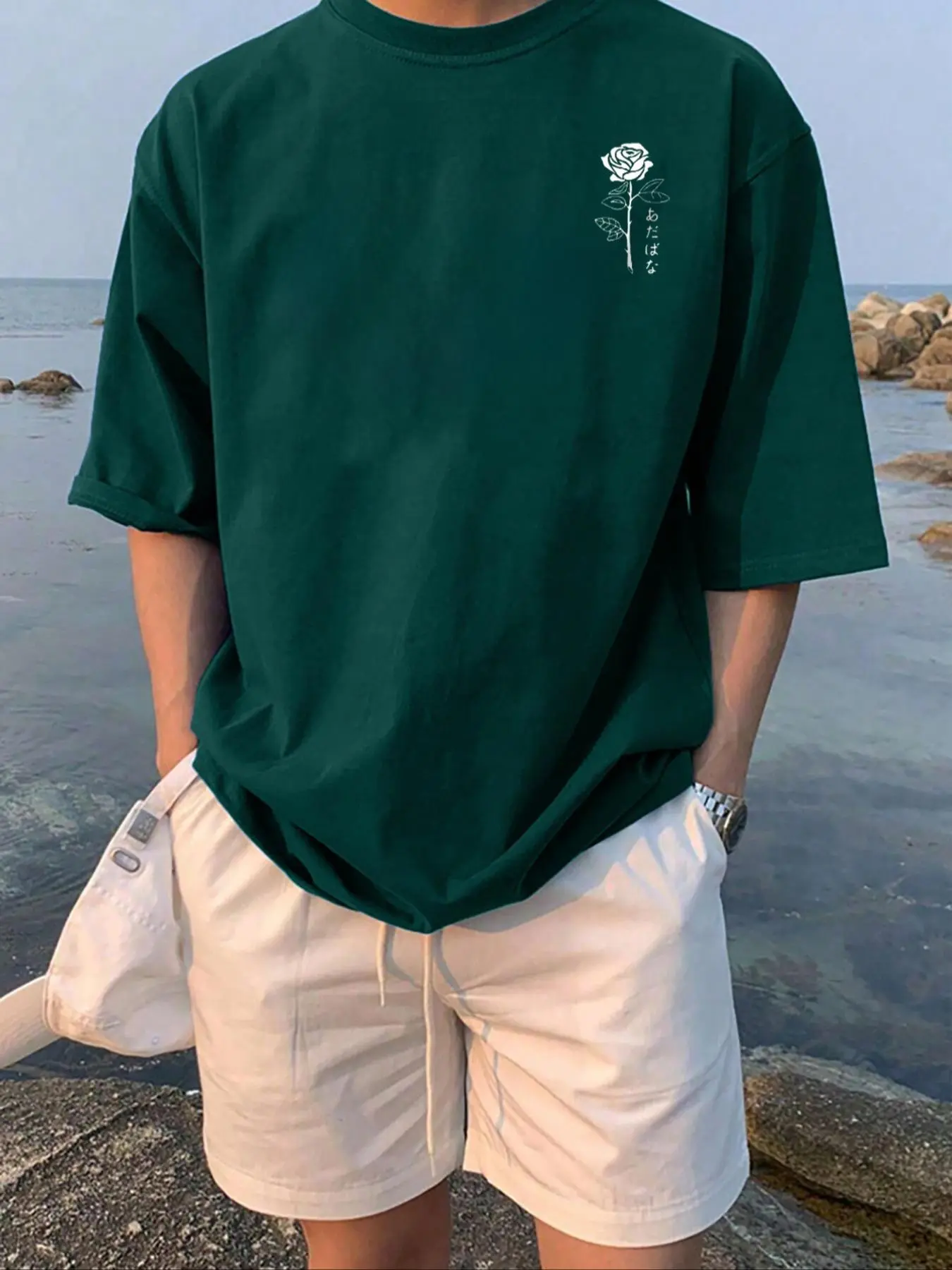 Men's Regular Fit Floral Print Drop Shoulder Tee, Casual Half Sleeve Round Neck T-Shirt for Summer, Fashion Men's Top for Daily Wear
