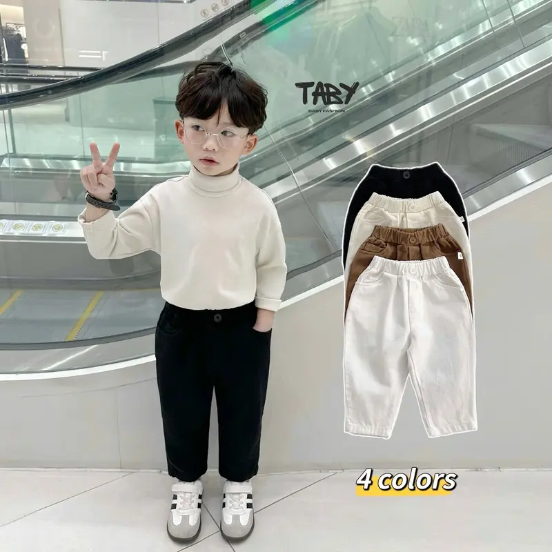 [Taby] Quần dài kaki basic phối khuy, chất liệu kaki hàn cao cấp, form baggy che khuyết điểm cho bé 9-24kg 4666QDB 1