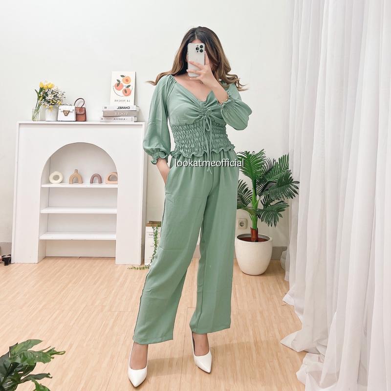 lookatmeofficual - Giselle Set 2in1 Bahan Crinkle Premium 6793 Baju Celana 4