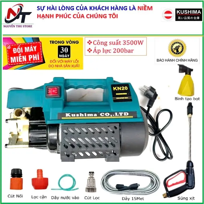máy rửa xe gia đình áp lực cao công xuất 3500 w kèm 15m dây