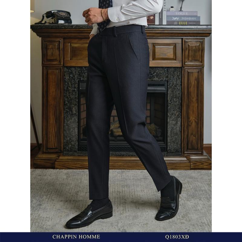 Quần âu 1803 3 màu Xanh Than - Xanh Navy - Ghi Xám. Cạp quần ngang rốn, form regular fit, vải dày dặn có co giãn nhẹ.