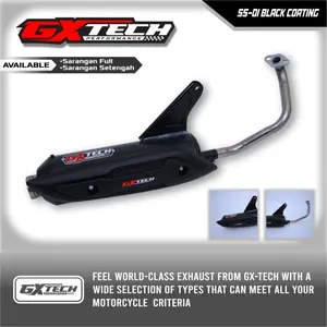 knalpot Standar Racing GX TECH PERFORMANCE SS-01 Black Coating Suara Bass Adem Semua Jenis Motor Matic