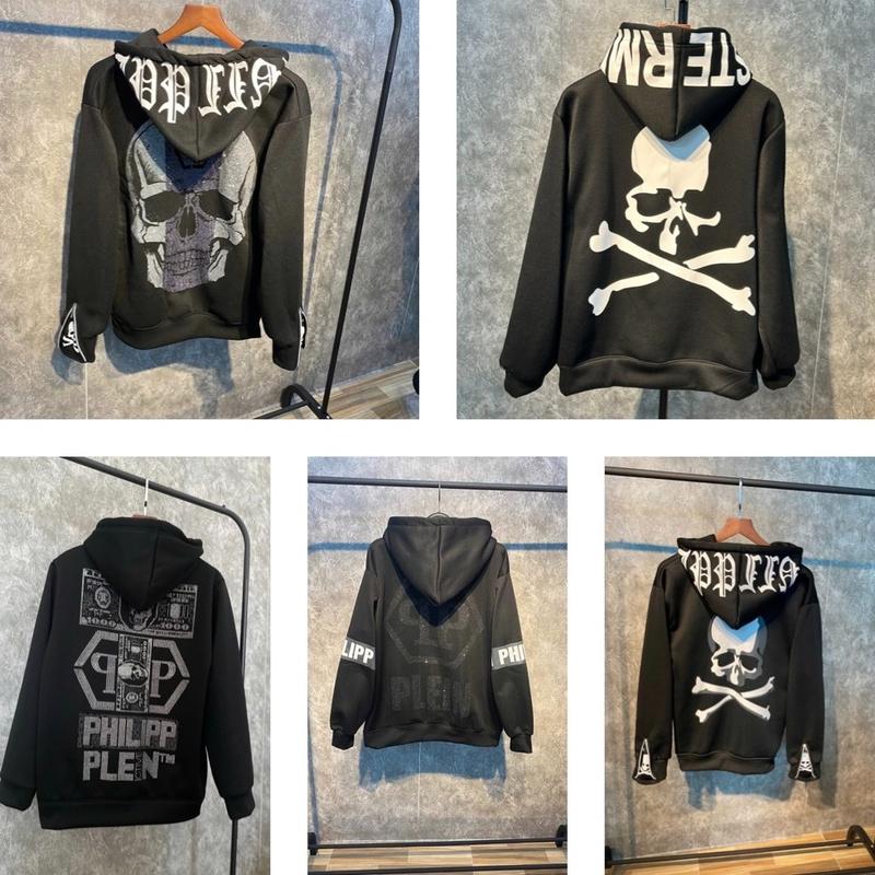 Áo hoodie PLIP  kim tuyến mũ 2 lớp dày dặn, phong cách trẻ trung năng động -  áo hoodie philip áo  hoodie philipp plein đầu lâu Nam Menswear Dài Tay