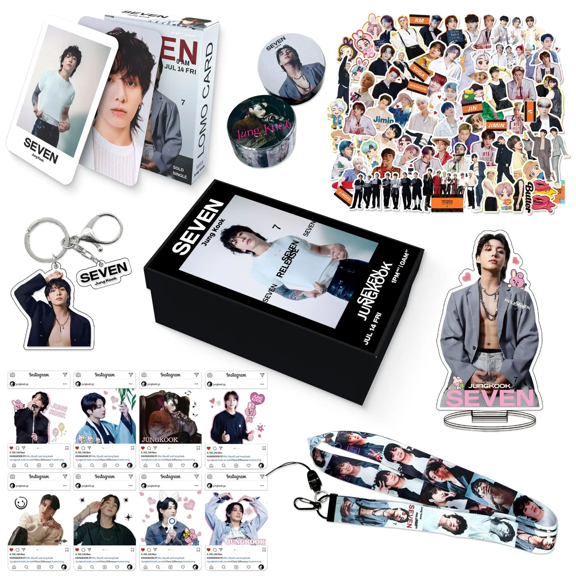 BTS Jungkook - themed Gift Set - Lanyards, Stickers, and 
