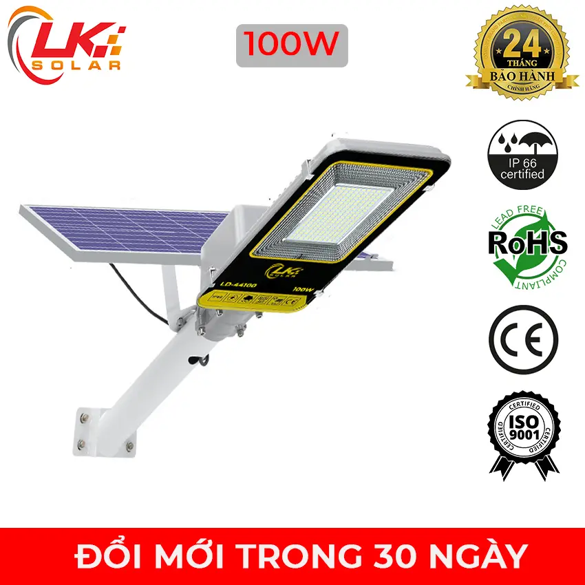 [CHÍNH HÃNG] Đèn Đường Led Năng Lượng Mặt Trời Siêu Sáng 100W, 200W - LK SOLAR LD-44100 BẢO HÀNH 2 NĂM, Sử dụng 100% năng lượng mặt trời, lắp đặt ngoài sân, đường phố, trang trại, cảm biến ánh sáng, có remote điều khiển