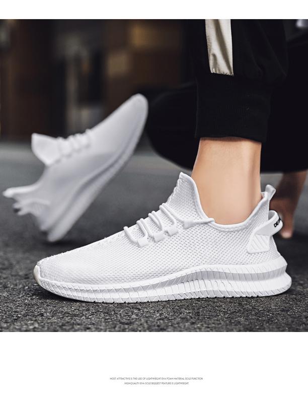 Product Introduction of Summer men's sports shoes breathable white men's sports shoes fashion light black walking. 58