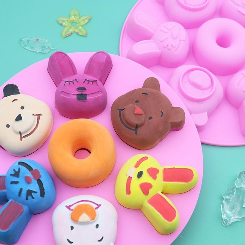 Khuôn Silicon 7 Hình Gấu Pooh, Thỏ, Hình Tròn Donut Làm Bánh, Rau Câu Cakeshop