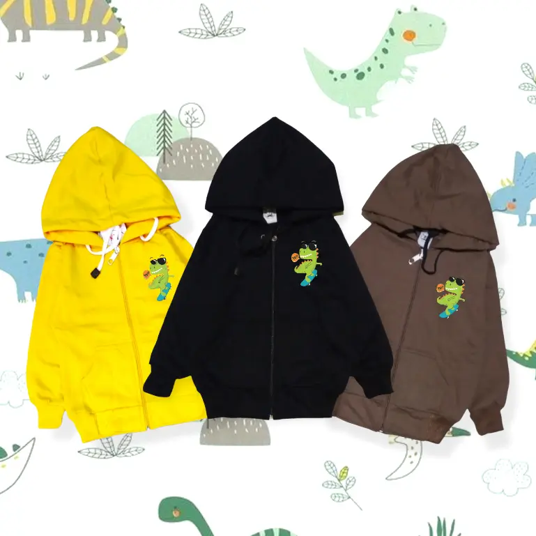 HOODIE ZIPPER ANAK DINOSAURUS JAKET ANAK RESLETING SWEATER ANAK LUCU SWEATER ANAK LAKI LAKI PEREMPUAN Fashion
