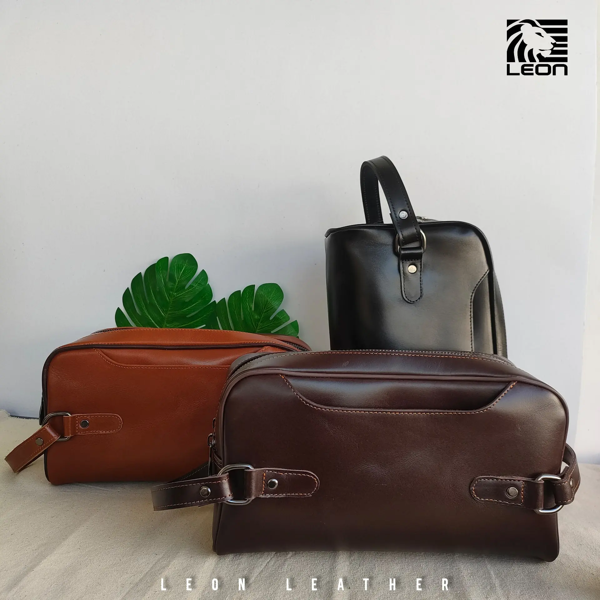 Handbag ZURA Pouch Leon Leather Kulit Sapi Asli untuk Pria / Wanita BARU - Pouch ZURA Polos
