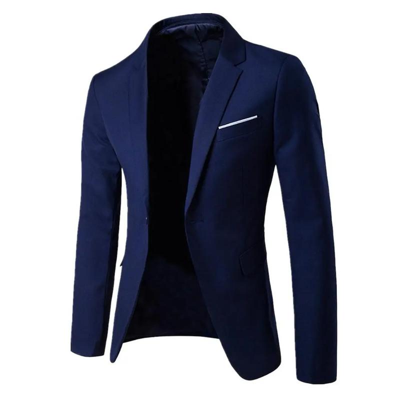Product Introduction of Benferry 2 pcs/set plus size men solid color long sleeve lapel slim button business suit Menswear Overalls Pants Smooth Straight Stylish 8