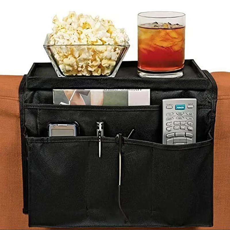 Sofa Armrests Storage Bag, Multifunctional Living Room Furniture Foldable Sofa Side Organizer for Remote Control, Snack, Magazines, Water Cup, Home Accessories 2