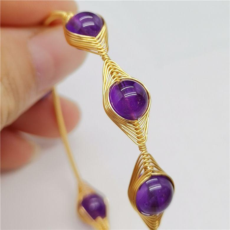 Product Introduction of Vòng Tay Thủ Công Chính Hãng Dành Cho Phụ Nữ, Vòng Tay Amethyst Tự Nhiên, Thiết Kế Dệt, Với Mắt Quỷ Hành Tinh, Thời Trang, Vòng Tay Tươi Mới 9