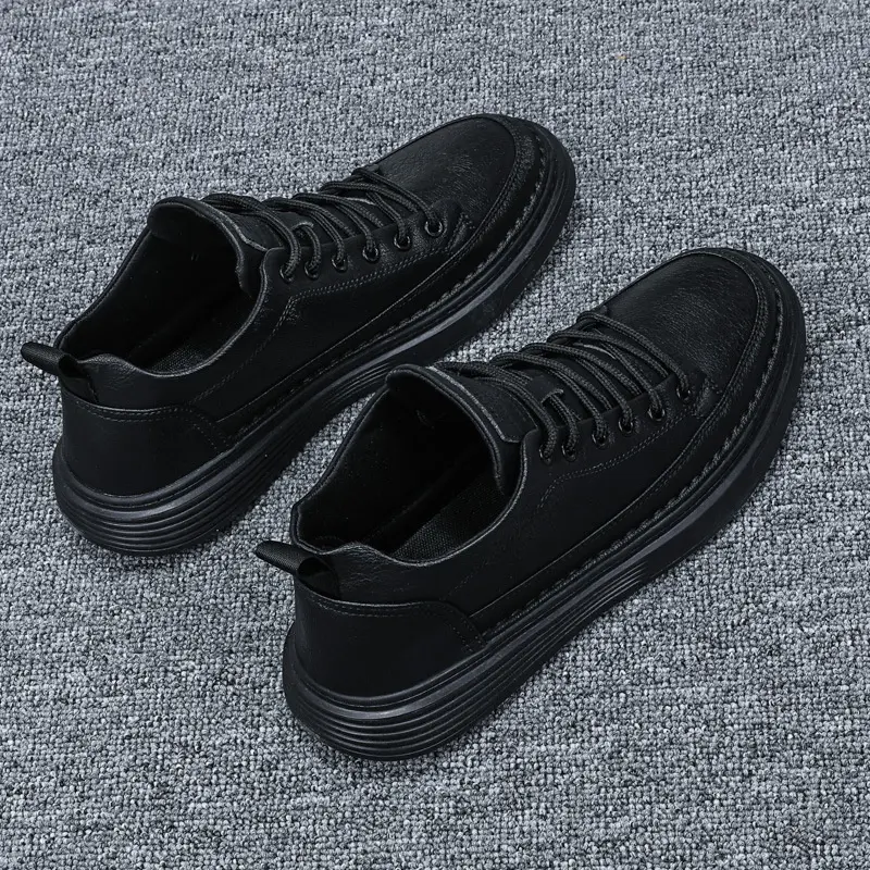 Giày Sneaker Nam, Giày Da Nam Cao Cấp Kiểu Mới 2024 Shoes Cao Su Đế Bằng Đế Cao 1