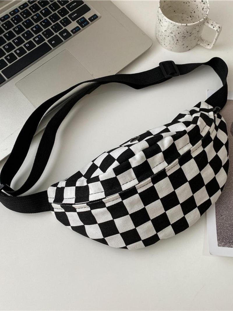 Product Introduction of Plaid Pattern Fanny Pack, Fashionable Zipper Crossbody Bag for Women & Men, Casual Trendy Versatile High-quality Daily Commuting Bag 4