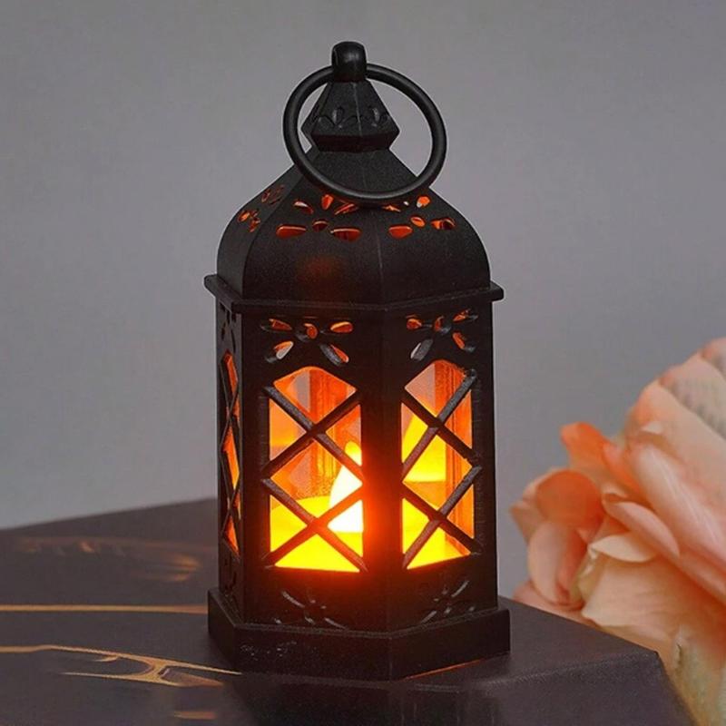 Moroccan LED Candle Light, Vintage Lantern Ornament, Decorative Night Light, Farmhouse Decoration, Wedding Table Center, Battery Included 7