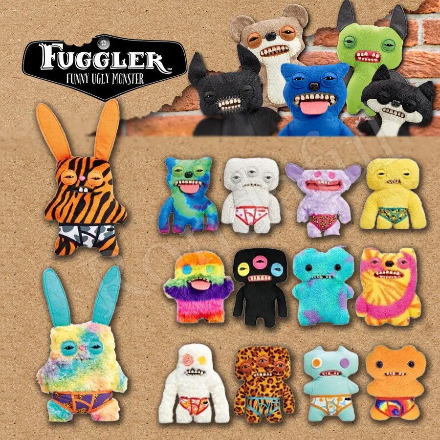 22CM Creepy Fuggler Plush Toys Ugly Monsters Teeth Stuffed Doll Fun Collectibles Room Decoration
