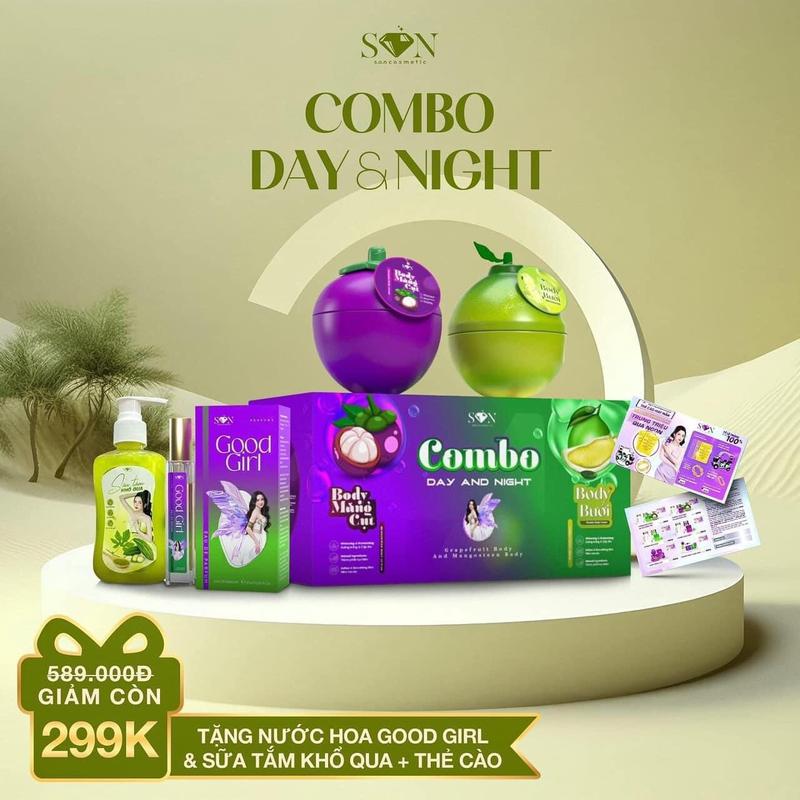 Combo Kem Dưỡng Da Body Ngày Đêm- S O N COSMETICS - Sữa Tắm Nước Hoa Làm Đẹp Da Trắng Da Xuất xứ Việt Nam Hạn Sử dụng 24 Tháng