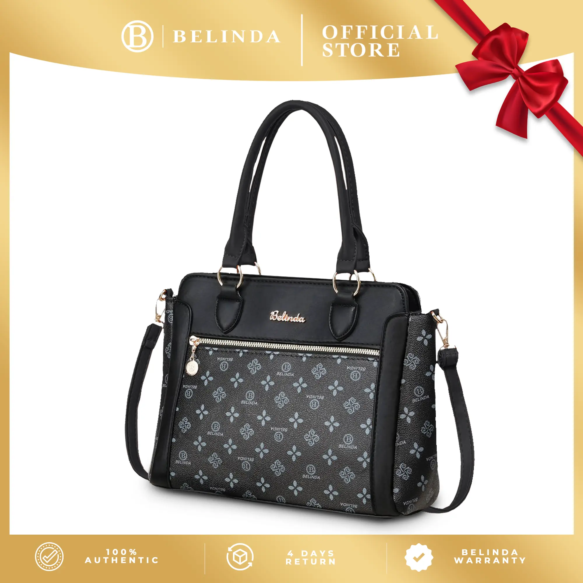 Belinda HH6772 New Arrival  Ladies 2 Way Leather Bag Handbag Sling Bag Monogram Pattern Lightweight Sling Bag