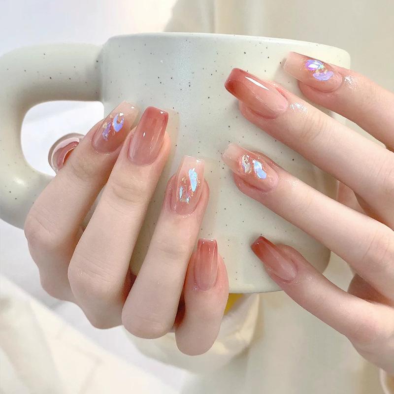 Red Book Popular Wearing Nail Medium and Long Milk White French 9K Glass Diamond Nail Art Finished Nail Sticker Nail Art Hot Selling Multi-choice Nail Art nail  sticker 7