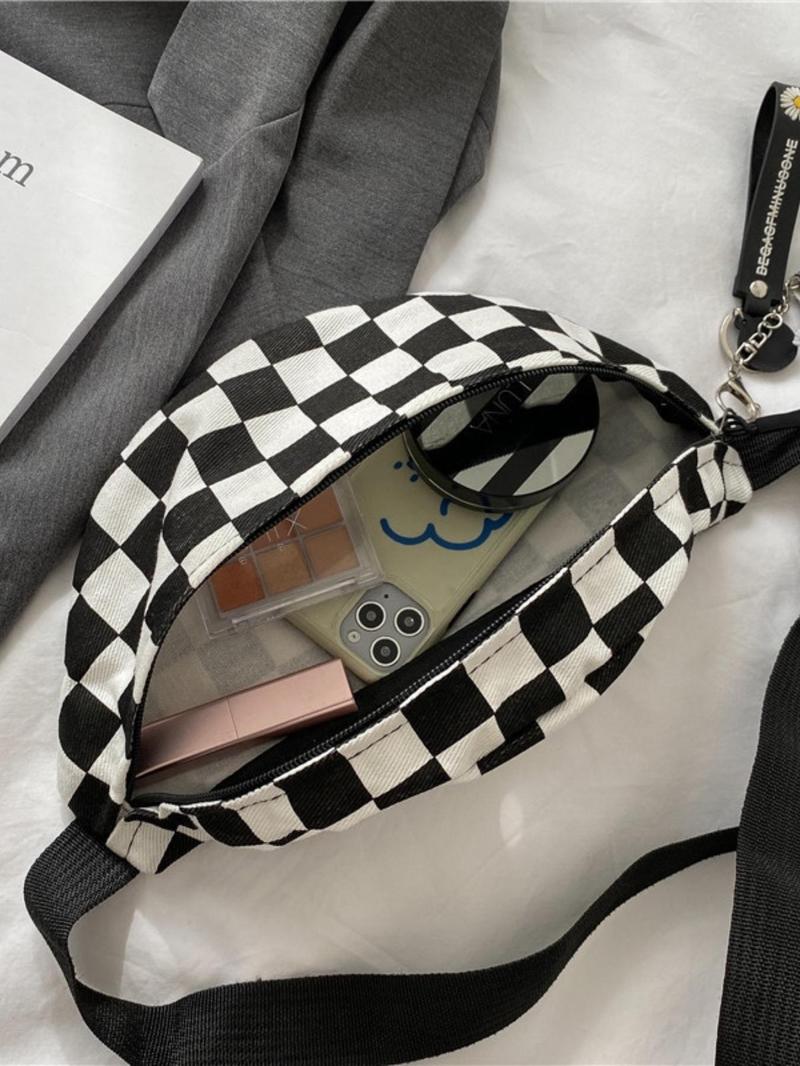 Product Introduction of Plaid Pattern Fanny Pack, Fashionable Zipper Crossbody Bag for Women & Men, Casual Trendy Versatile High-quality Daily Commuting Bag 3