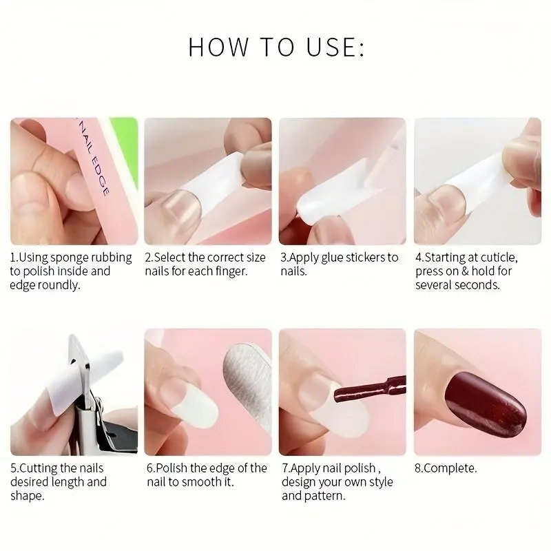 Transparent & Clear Fake Nail Tips, 500pcs/box French Style Acrylic Nail Tips, Nail Art Kits for Women & Girls, Manicure Accessories 5