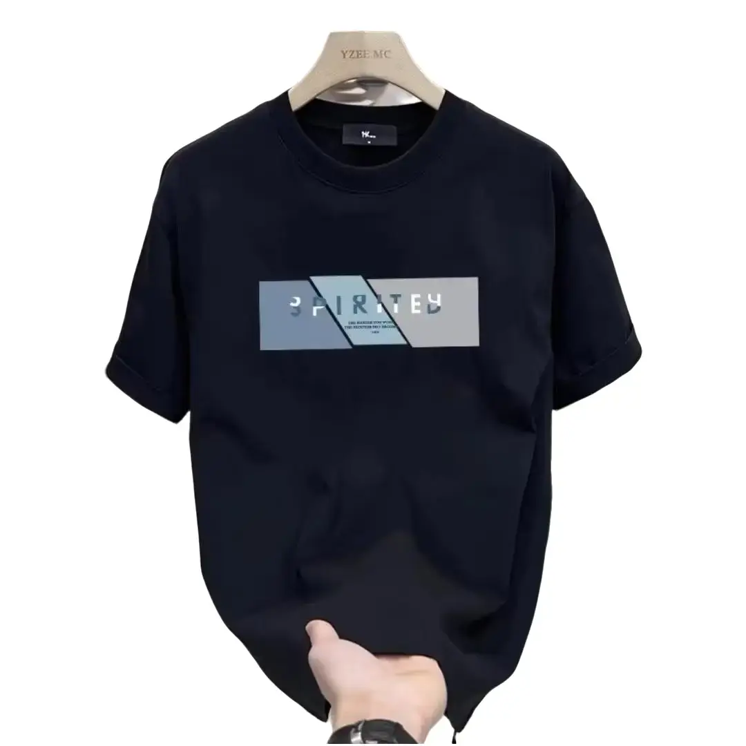 Áo Thun Cotton Ngắn Tay Cho Nam, Áo Nửa Tay Đơn Giản Và Hợp Thời Trang, Phong Cách Hàn Quốc, Thoải Mái, Thường Ngày, Mùa Hè Menswear Cổ Tròn Đen