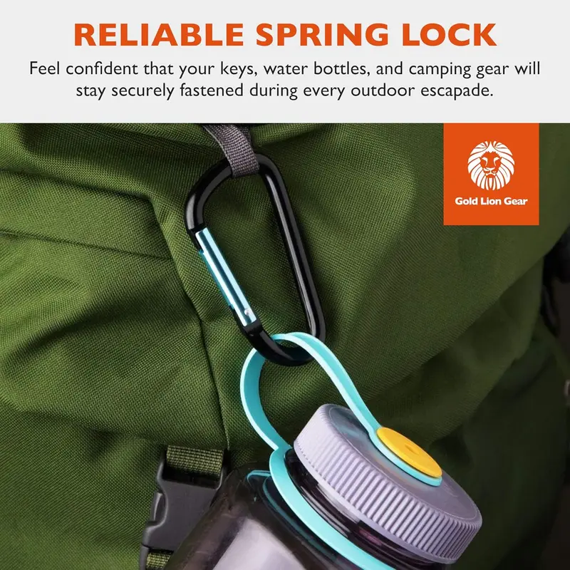 3-Inch Aluminum Carabiner Clips: D Shape Buckle Pack, Durable Hook and Key Chain Ring, Spring Snap Key Chain Clip Hook Buckle 1