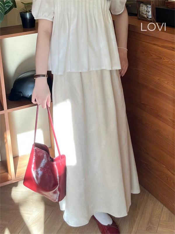 Chân váy lưng thun - Chân váy linen siêu dễ phối đồ siêu xinh Nữ