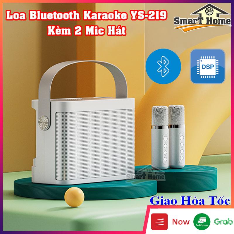 Loa Bluetooth Karaoke Mini YS219 Kèm 2 Mic - Loa Karaoke Mini Micro Không Dây Kết Nối AUX , USB , Thẻ Nhớ TF Củ Loa Kem