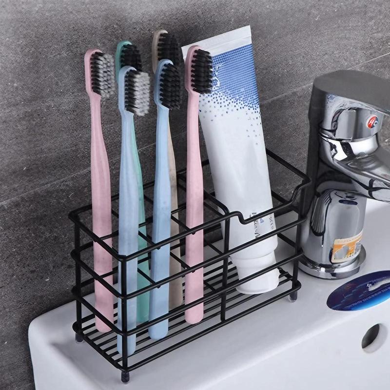 Stainless Steel Toothbrush Holder, 1 Count Multi-functional Toothbrush & Toothpaste Holder, Bathroom Storage Rack for Toilet, Bathroom Supplies 5