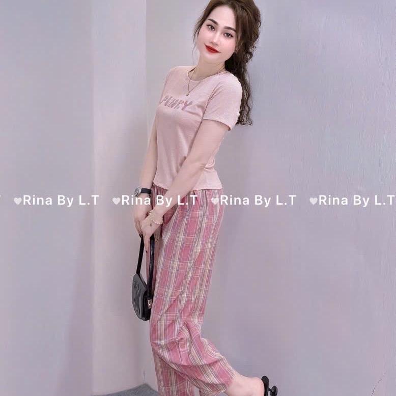 Bộ Đồ Mặc Nhà Quần Kẻ Áo Chất Tăm Đẹp ( kèm ảnh thật ) 3