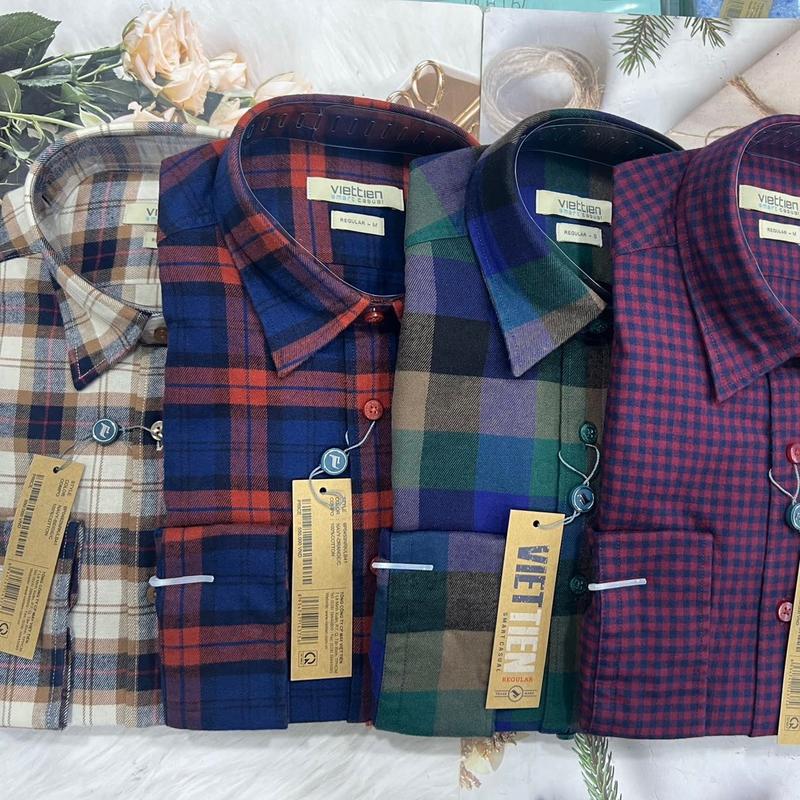 Áo Sơ Mi Nam Dài Tay Viettien Vạt Ngang Lai Bầu vải nỉ  tay ko thêu logo viettien ( áo chống nắng )