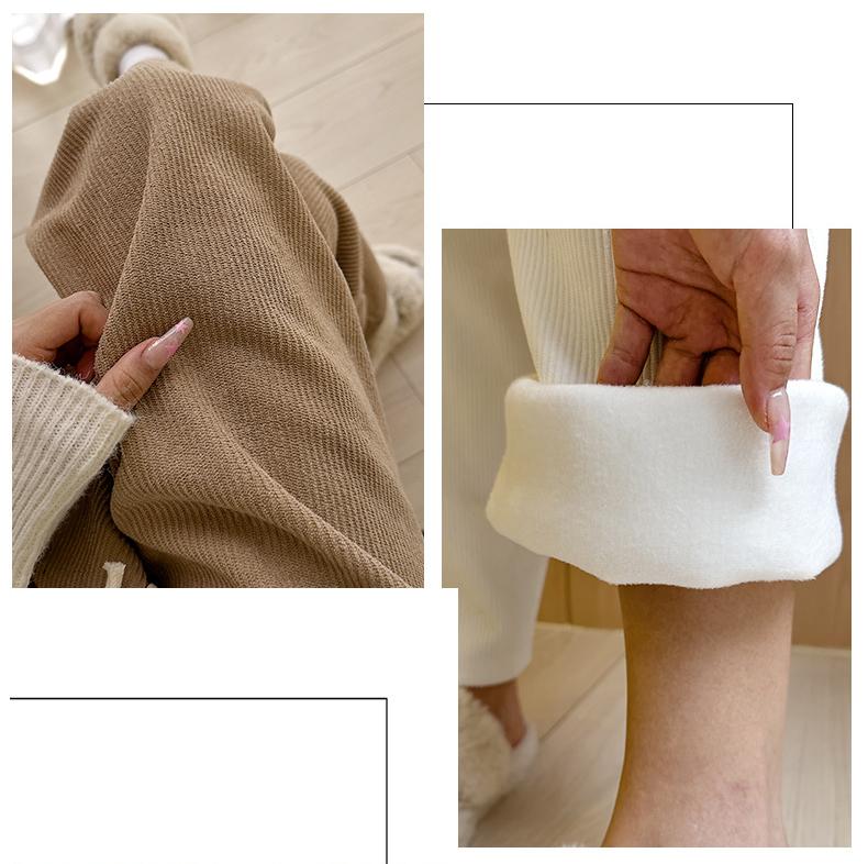 Quần ống rộng nỉ tăm MayLinhShop chất vải dày ấm lót nhung thích hợp mặc mùa thu đông Pants Nữ
