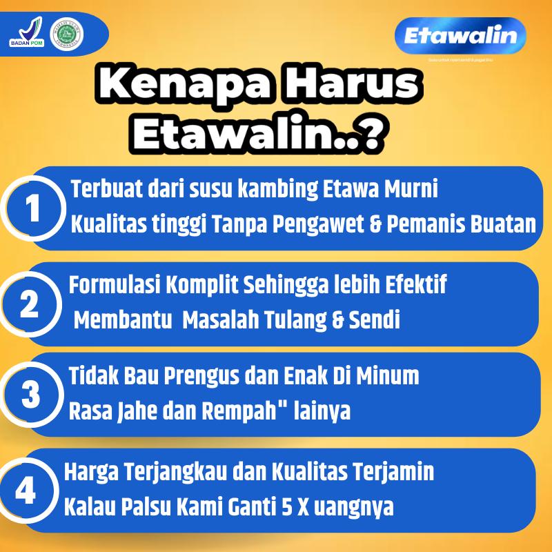 Susu Etawalin Asli Original Official Paket Sendi dan Tulang Kuat Solusi Asam Urat Rematik Kambing Etawa Halal BPOM Bubuk Manis Dairy Milk 3 Box 4