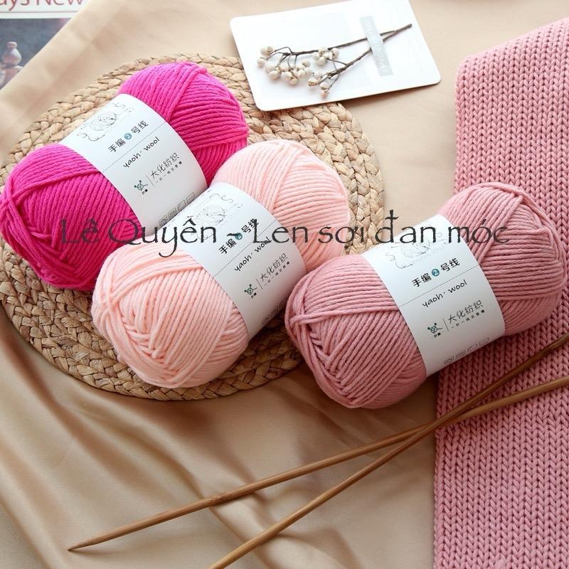 Len Yaoh wool - Len sợi to đan móc khăn mũ, len cotton 3mm cuộn 100g