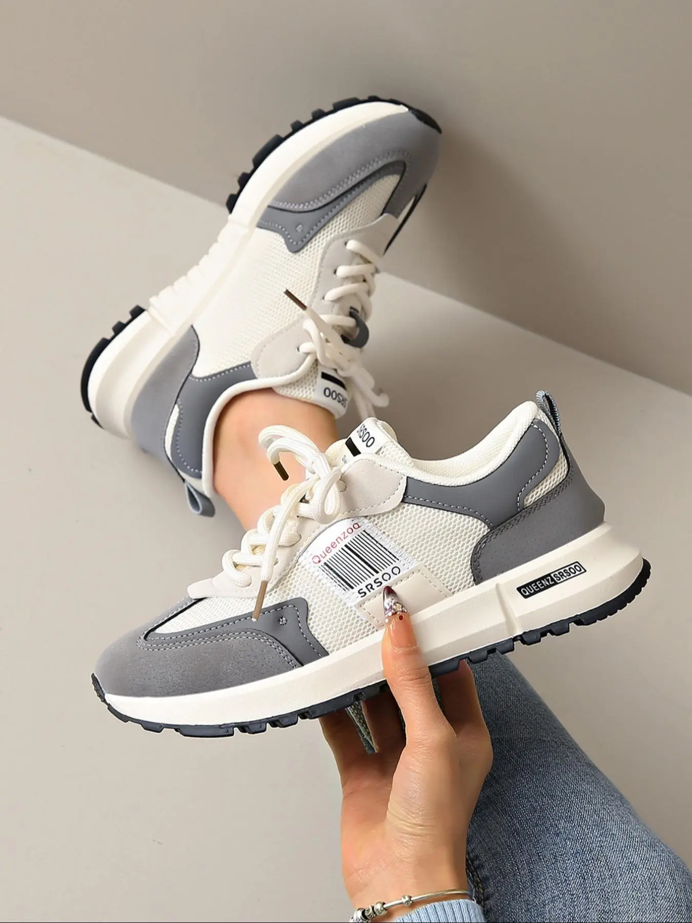 Women's Fashionable Lace Up Sneakers, Casual Comfortable Breathable Sports Running Shoes, All-match Round Toe Shoes for Daily Wear