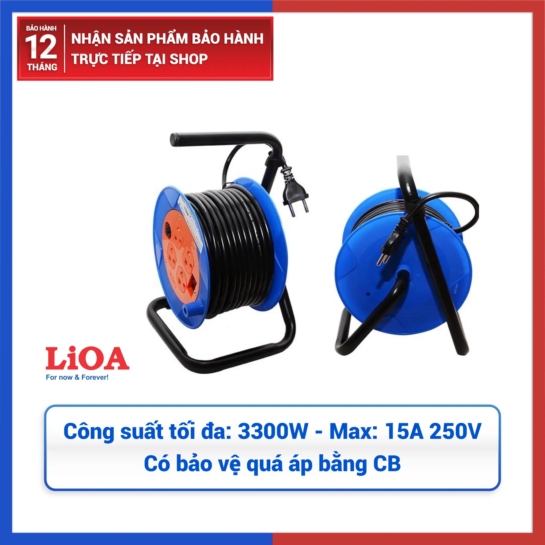 Ổ Cắm Đa Năng Kéo Dài Quay Kiểu Rulo LiOA dây dài 20 30 50 mét