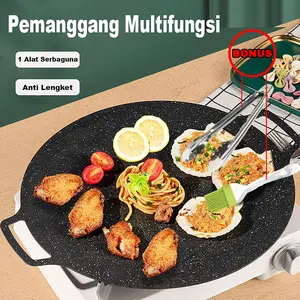 Wajan Multifungsi Panggangan Alat Panggang multiguna grill Pan/Alat pemanggang / Tempat pemanggang bulat BBQ Piring pemanggang Kitchenware Teflon Baja Alat