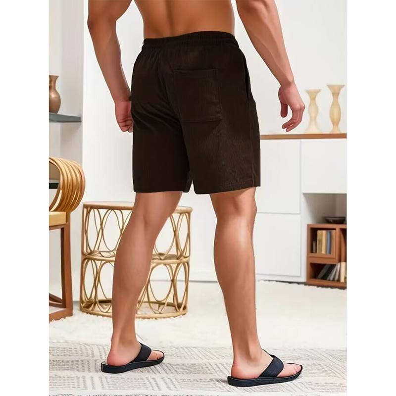 Product Introduction of 2025 Summer new solid color lace-up sweatpants corduroy simple quarter shorts men's shorts casual pants spot selu  ar  kargo mens  jeans 19